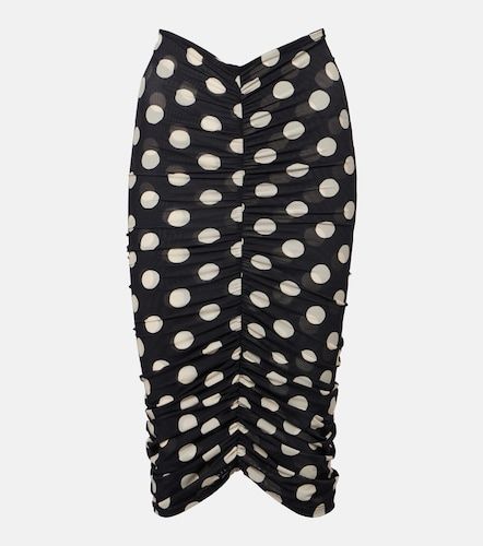 Polka-dot ruched mesh midi skirt - Montce - Modalova