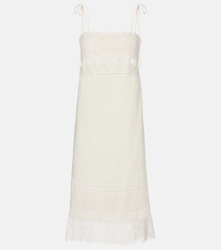 Abito midi in lino con pizzo - Valentino - Modalova