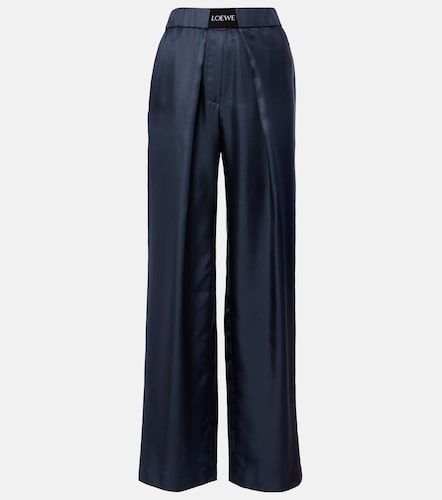 Pantalones anchos de seda con logo - Loewe - Modalova