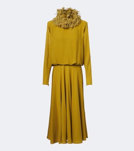 Midikleid aus Seiden-Georgette mit Federn - Valentino - Modalova