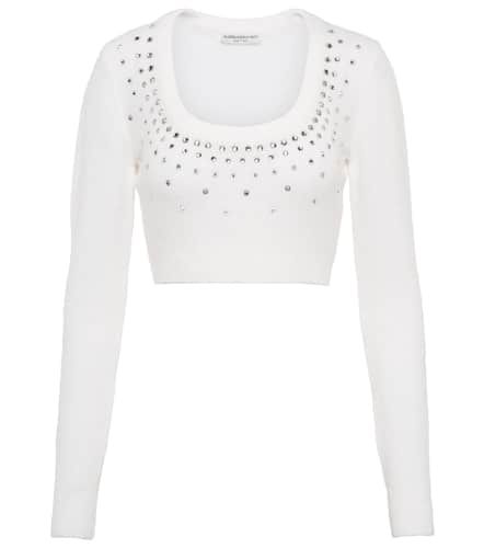 Top cropped in maglia con cristalli - Alessandra Rich - Modalova