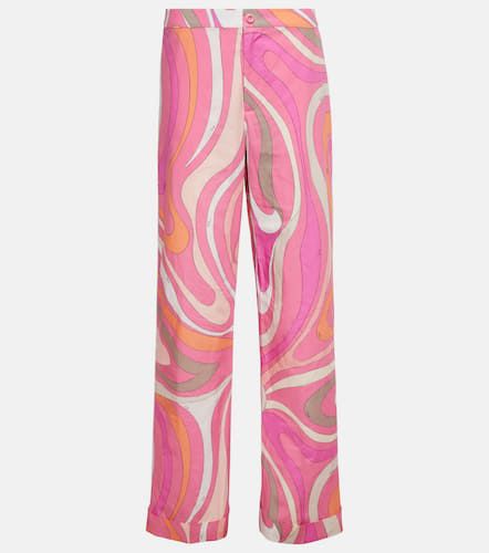 Printed high-rise wide-leg cotton pants - Pucci - Modalova