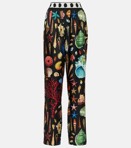 Pantalones capri de satén de seda estampados - Dolce&Gabbana - Modalova