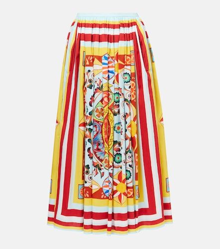 Falda midi de algodón estampada plisada - Dolce&Gabbana - Modalova