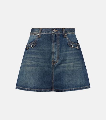 Minifalda de denim con Horsebit - Gucci - Modalova