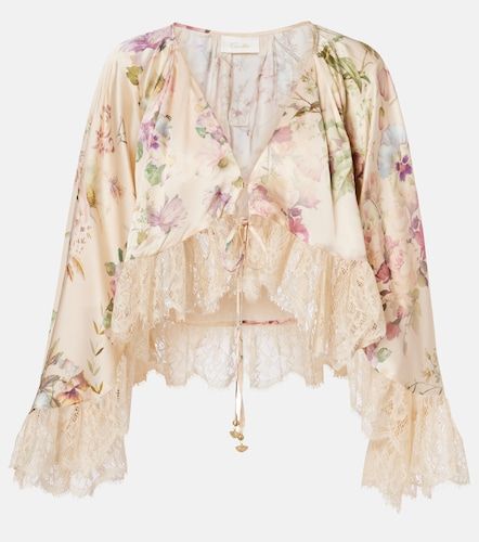 Top cropped in seta con pizzo - Camilla - Modalova