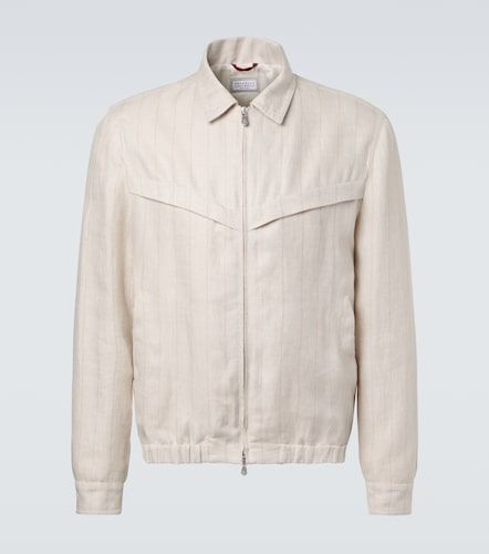 Striped linen blouson jacket - Brunello Cucinelli - Modalova