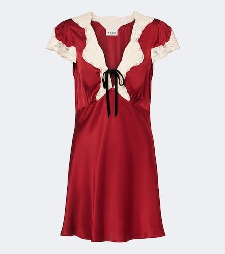 Vestido corto Lacie de satén con encaje - Rixo - Modalova