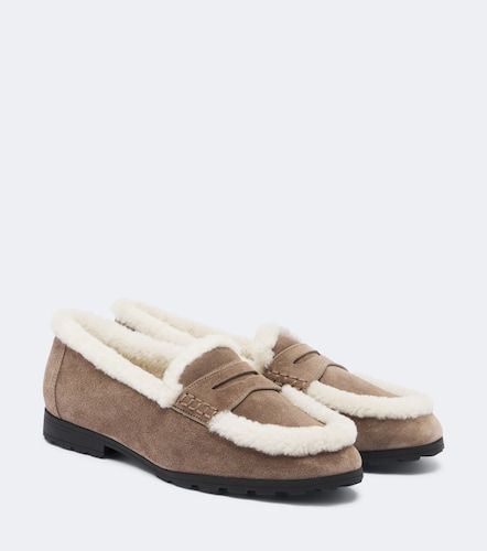 Mocassini penny in suede con shearling - Veronica Beard - Modalova