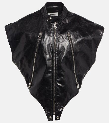 Chaqueta de piel - MM6 Maison Margiela - Modalova