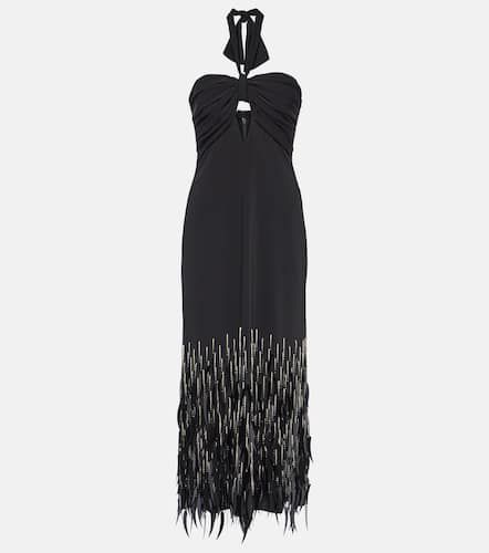 Feather-trimmed crÃªpe maxi dress - Johanna Ortiz - Modalova