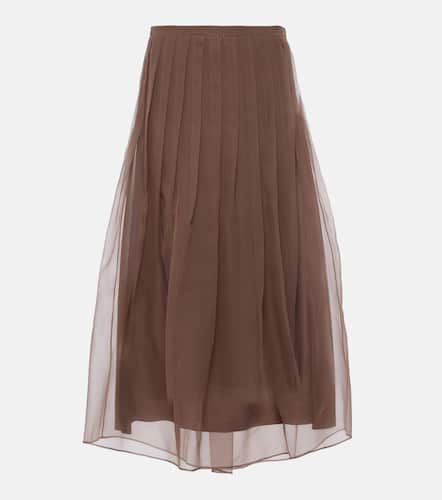 Falda midi en organza de seda plisada - Brunello Cucinelli - Modalova