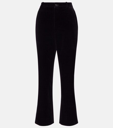 Cotton velvet cropped flared pants - Saint Laurent - Modalova