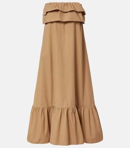 Strapless ruffled cotton maxi dress - Saint Laurent - Modalova