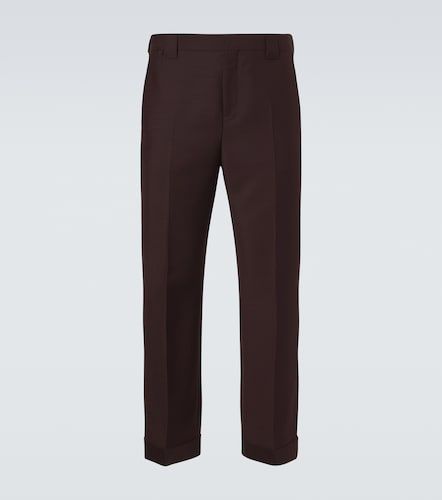 Cropped wool and mohair straight pants - Versace - Modalova