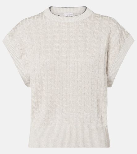 Pullover in misto cotone a trecce - Brunello Cucinelli - Modalova