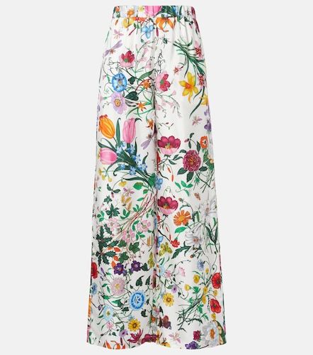 Flora silk twill palazzo pants - Gucci - Modalova