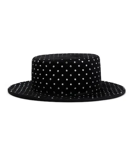 Embellished felt canotier hat - Ruslan Baginskiy - Modalova