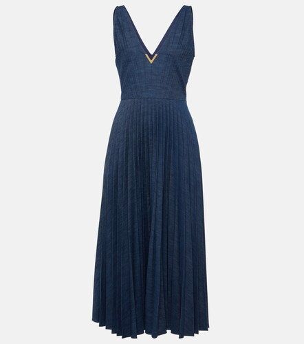 Abito lungo VGold in chambray plissé - Valentino Garavani - Modalova