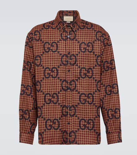 Camicia in lana a quadri Maxi GG - Gucci - Modalova