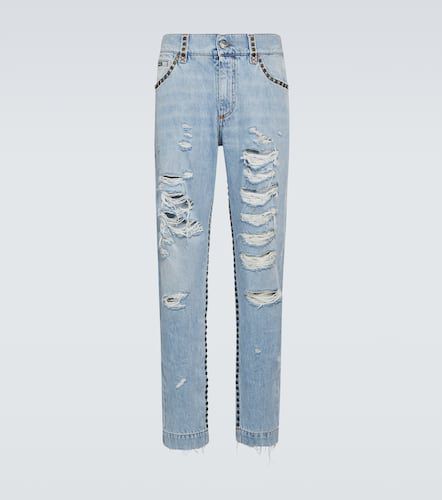 Jeans rectos de tiro medio desgastados - Dolce&Gabbana - Modalova