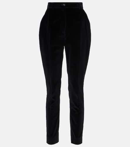 High-rise cotton-blend velvet tuxedo pants - Dolce&Gabbana - Modalova