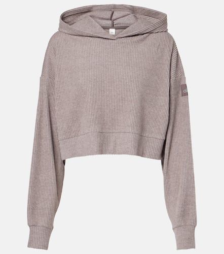 Muse ribbed-knit cropped hoodie - Alo Yoga - Modalova