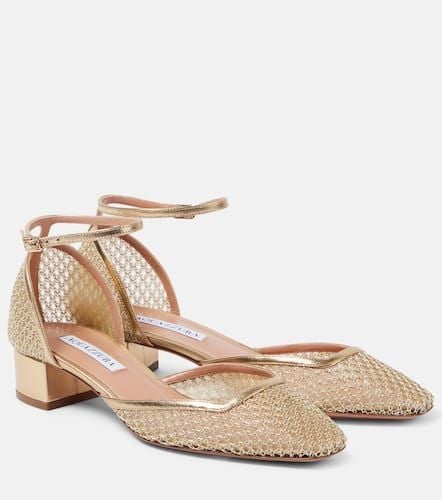 Asha 35 leather-trimmed mesh pumps - Aquazzura - Modalova