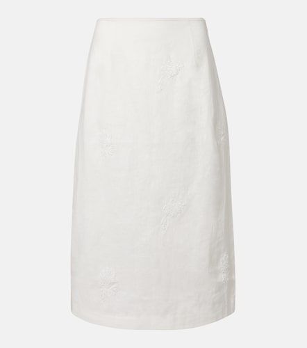 Falda midi Alessandra de lino bordada - SIR - Modalova