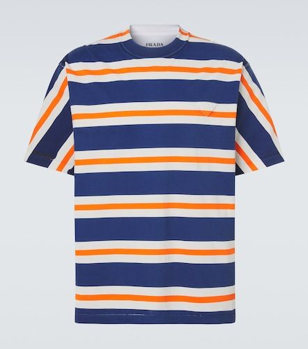 T-shirt in jersey di cotone a righe - Prada - Modalova