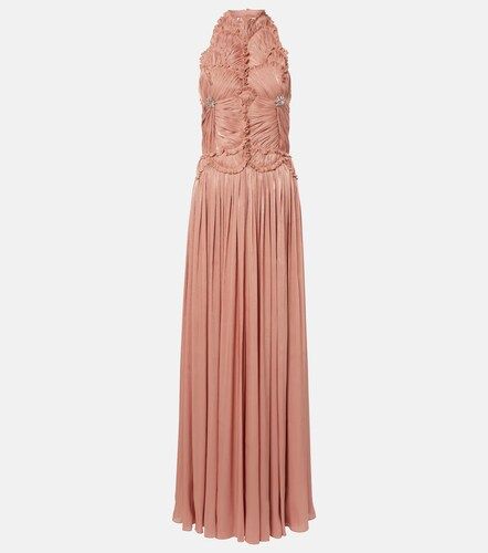 Embellished ruched georgette gown - Costarellos - Modalova