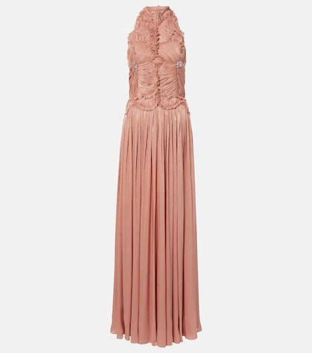 Embellished ruched georgette gown - Costarellos - Modalova