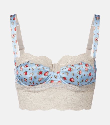Top bralette in seta e cotone con pizzo - Dolce&Gabbana - Modalova