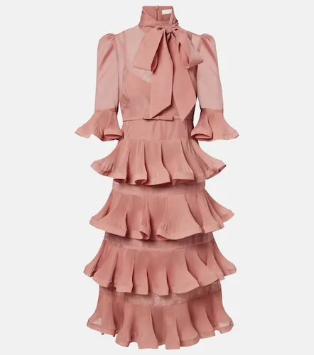 Vestido midi plisado con volantes - Zimmermann - Modalova