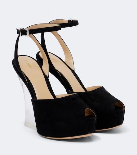 Fendi Suede platform peep-toe pumps - Fendi - Modalova
