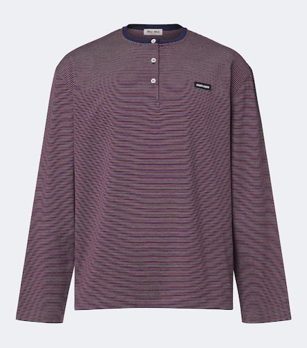 Top in jersey di cotone a righe - Miu Miu - Modalova