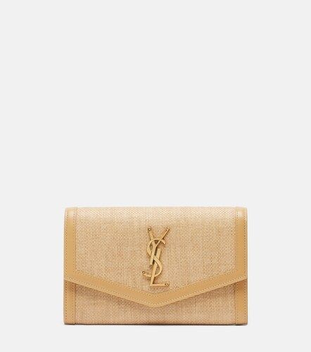 Portafoglio Uptown in rafia con tracolla - Saint Laurent - Modalova