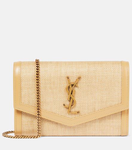 Uptown raffia wallet on chain - Saint Laurent - Modalova