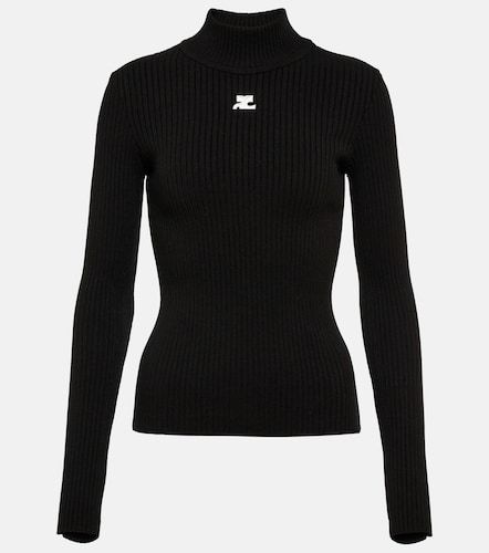 Logo ribbed-knit turtleneck sweater - Courreges - Modalova