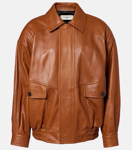Oversized leather bomber jacket - Saint Laurent - Modalova