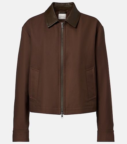 Chaqueta cropped de sarga de algodón con piel - Vince - Modalova
