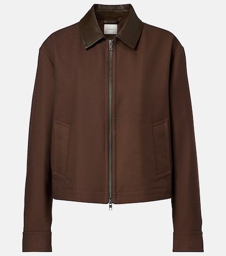 Cropped leather-trimmed cotton twill jacket - Vince - Modalova