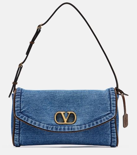 Borsa a spalla DeVain Small in denim - Valentino Garavani - Modalova