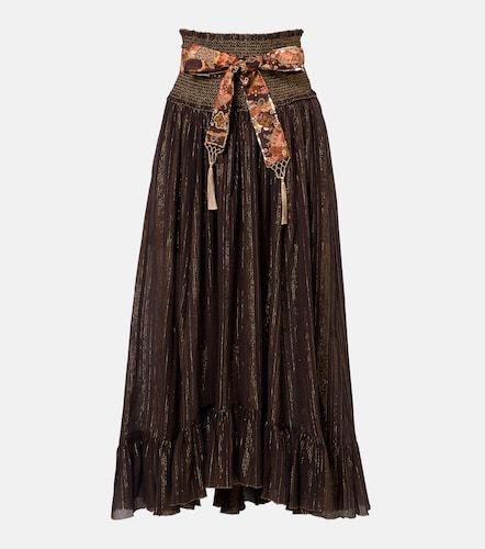 Falda midi Aster de lamé de algodón y seda con cinturon - Zimmermann - Modalova