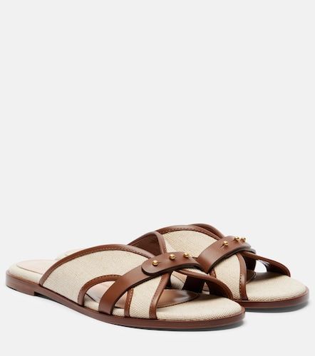 Paros leather-trimmed canvas slides - Gianvito Rossi - Modalova