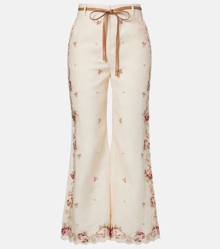 Pantalones flared Patience de lino floral - Zimmermann - Modalova