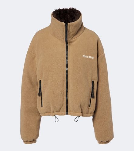 Chaqueta de plumas de forro polar con logo - Miu Miu - Modalova