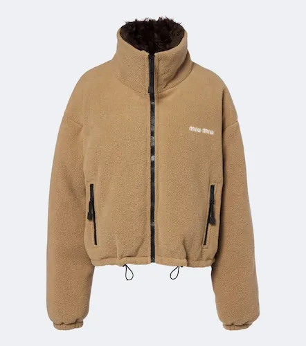 Miu Miu Logo fleece down jacket - Miu Miu - Modalova