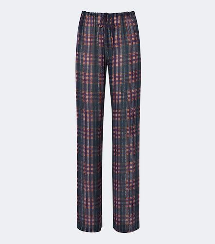 Pantaloni regular in lamé a quadri - Dries Van Noten - Modalova