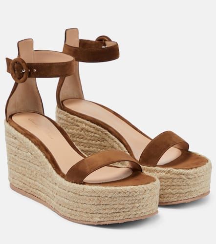 【Gianvito Rossi】スエード wedgeミュール GIANVITO ROSSI 45 suede espadrille wedge sandals | NET-A-PORTER